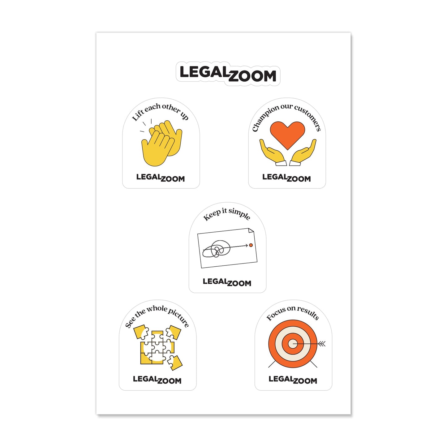 LegalZoom Values Sticker Sheet