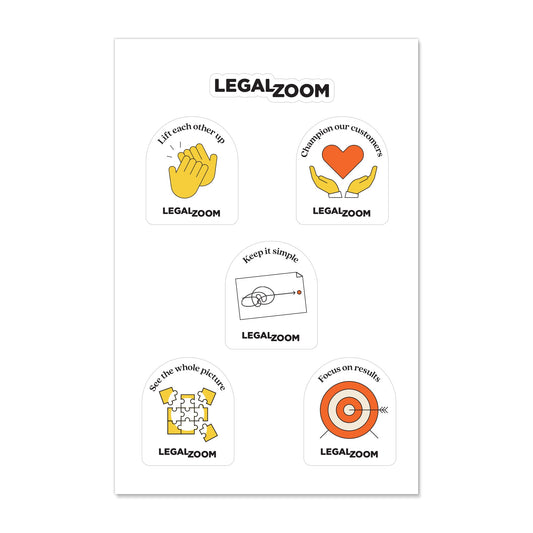LegalZoom Values Sticker Sheet